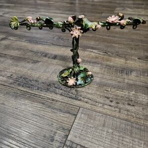 Fairy style metal enamel floral earring jewelry holder VV